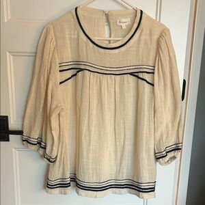 Bohme Cream Blouse Flowing with Black Accents